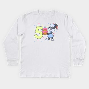 I am 5 with bunny - girl birthday 5 years old Kids Long Sleeve T-Shirt